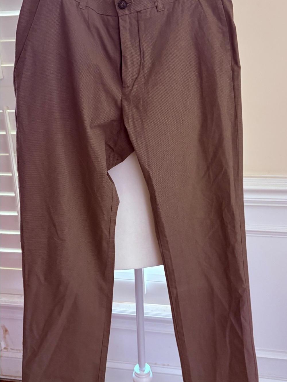 H&M Men's Brown checkered Straight-Leg Chinos